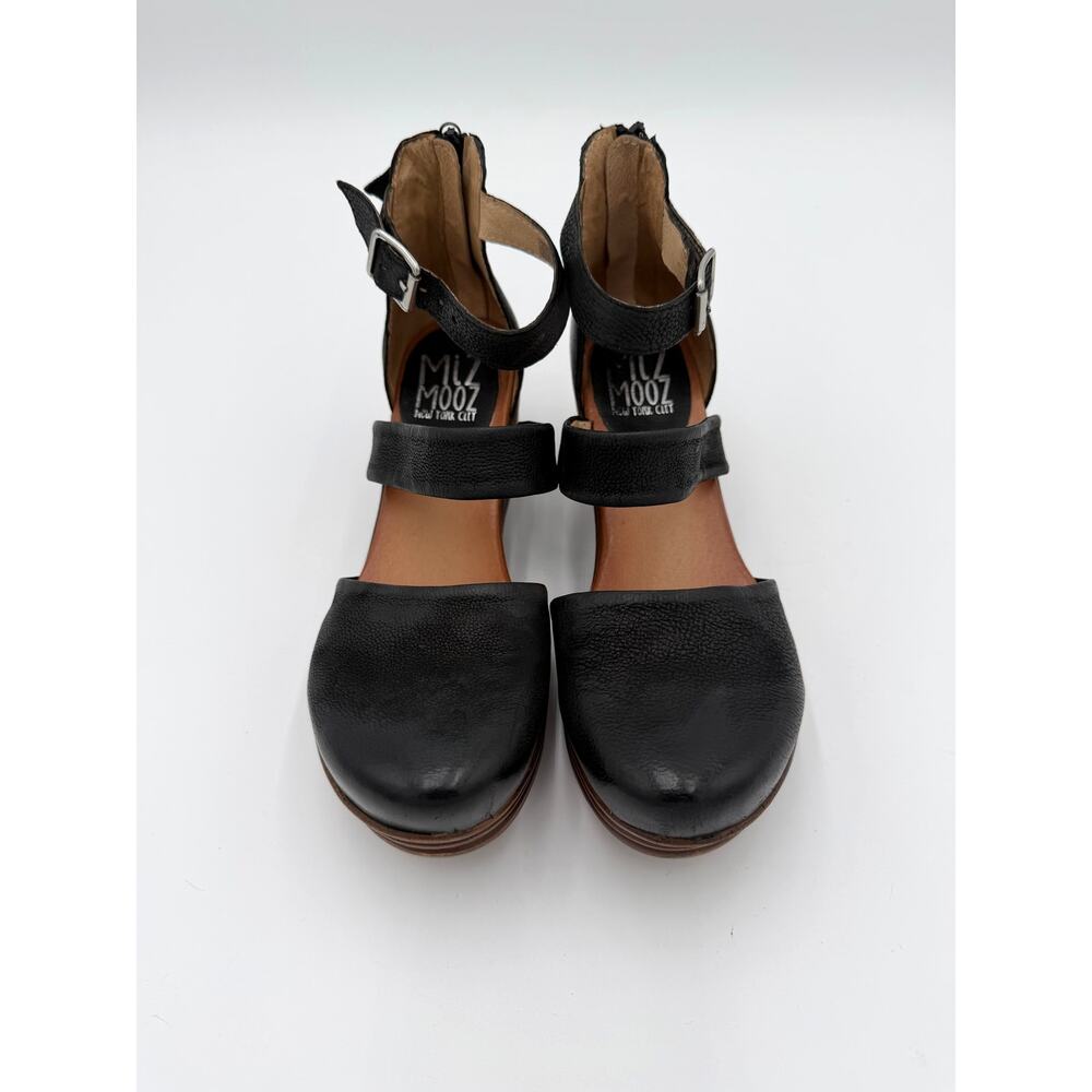 Miz Mooz Mary Jane Wedge Sandals 41 Womens 9.5 Black Leather Comfort Boho - Picture 3 of 13
